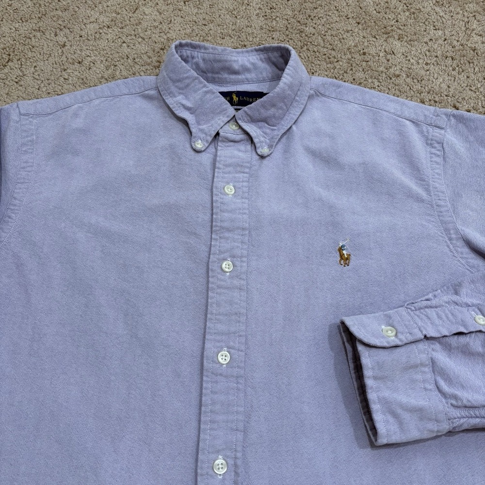 Polo Ralph Lauren Custom Fit Oxford Shirt Mens Large Blue Button Down Cotton